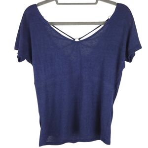 Suzy Shier Deep Blue Short Sleeve Top